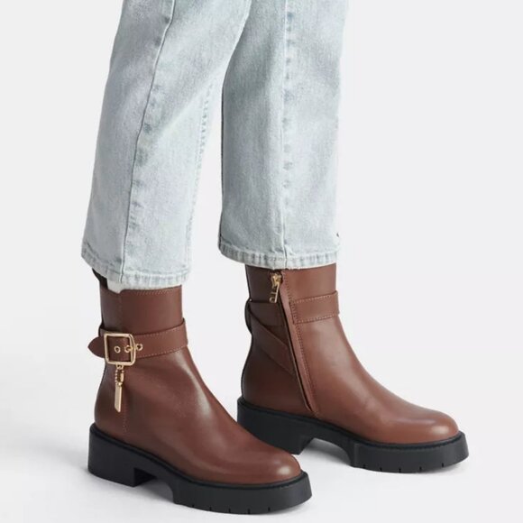 NIB$325 COACH Leather Lug Sole Ankle Boots 6.5 - Picture 3 of 15